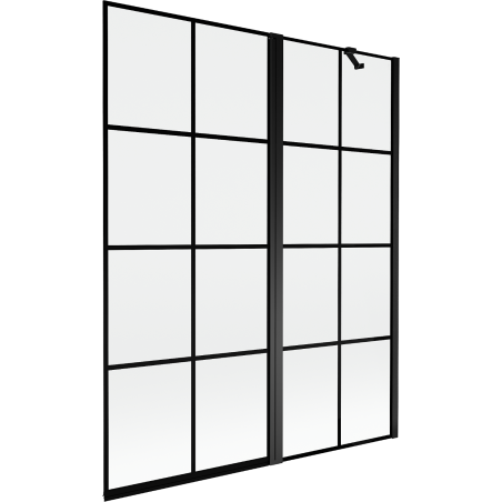 Mexen Mist Duschwand 2-flügelig rechts 140 x 150 cm, schwarzes Gitter, schwarz - 8A9-140-011-70-77-P