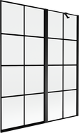 Mexen Mist Duschwand 2-flügelig rechts 140 x 150 cm, schwarzes Gitter, schwarz - 8A9-140-011-70-77-P