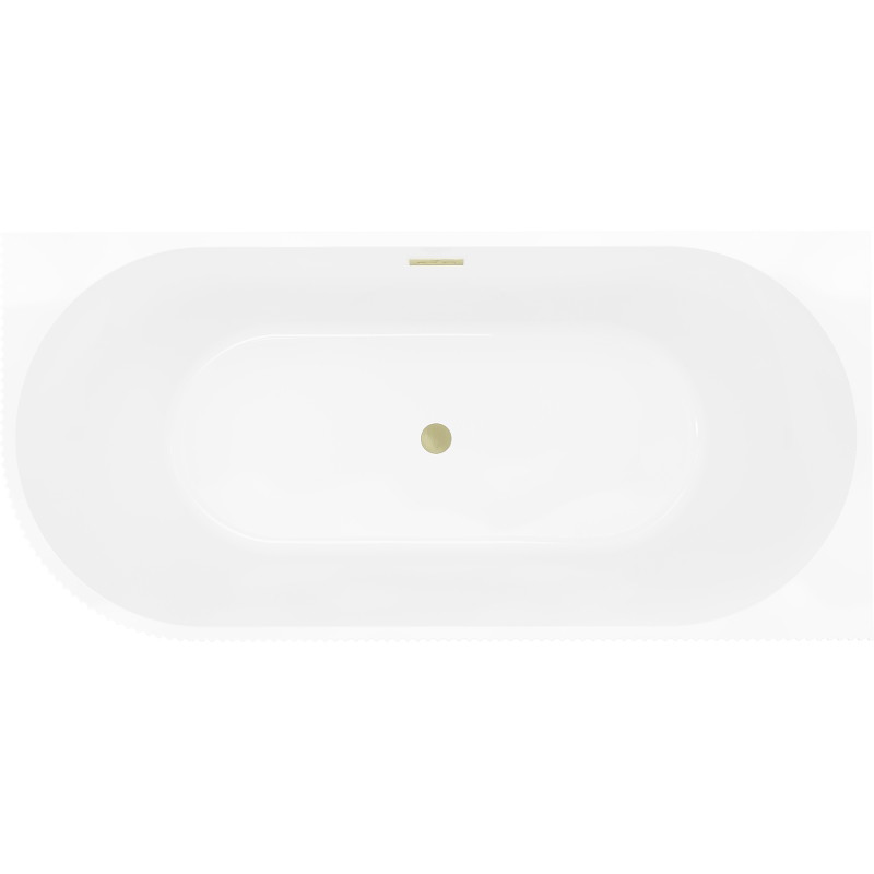Mexen Silo freistehende Eckbadewanne rechts geriffelt 170 x 80 cm, weiß, Überlauf gebürstet gold - 52891708000P-55