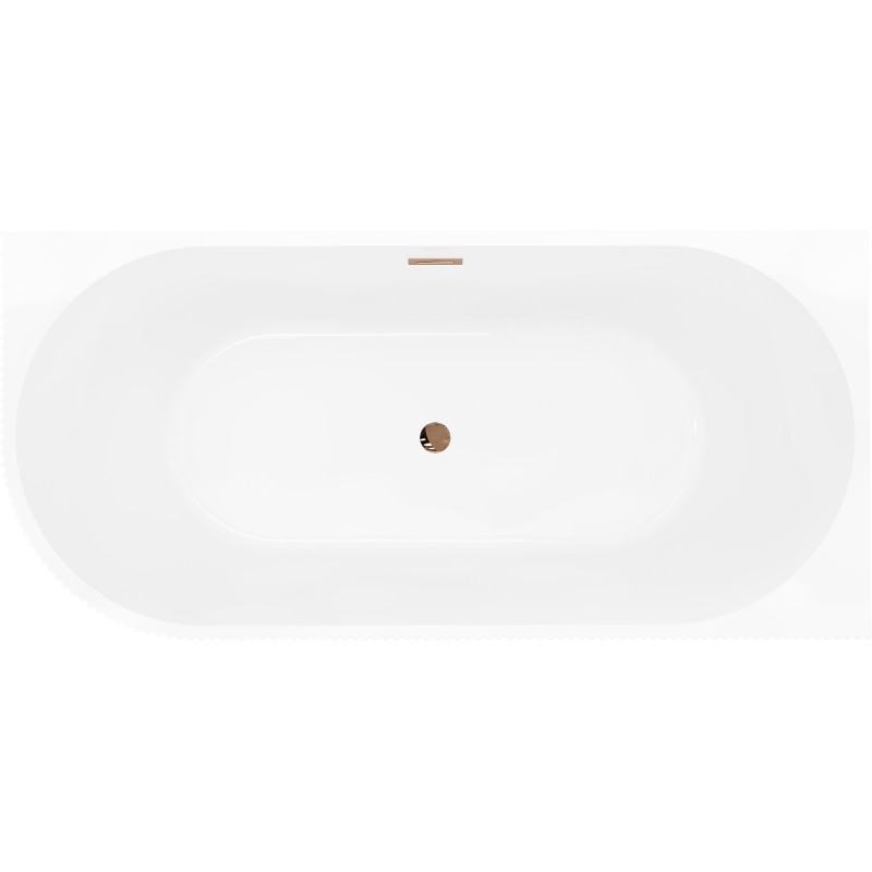Mexen Silo freistehende Eckbadewanne rechts geriffelt 170 x 80 cm, weiß, Überlauf Roségold - 52891708000P-60