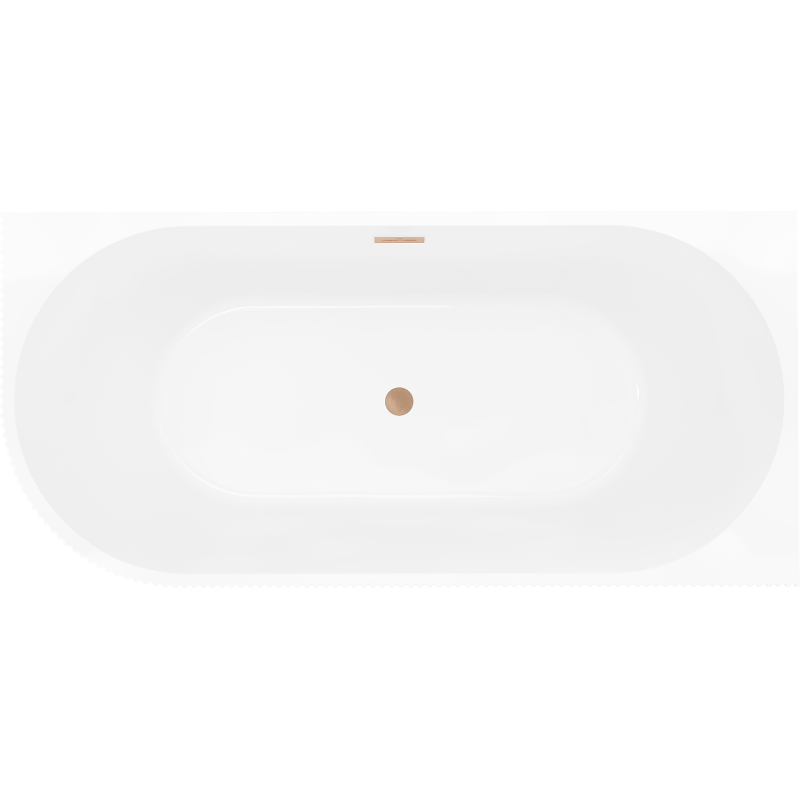 Mexen Silo freistehende Eckbadewanne rechts geriffelt 170 x 80 cm, weiß, Überlauf gebürstetes Kupfer - 52891708000P-65