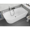 Mexen Silo freistehende Eckbadewanne rechts geriffelt 170 x 80 cm, weiß, Überlauf schwarz - 52891708000P-70