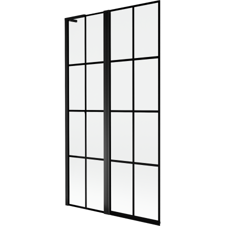 Mexen Mist L Badewannenfaltwand 2-flügelig links 100 x 150 cm, schwarzes Gitter, schwarz - 8A9L-100-011-70-77-L