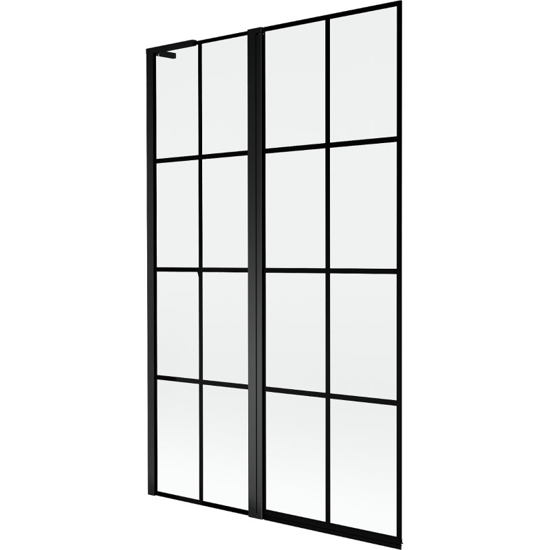 Mexen Mist L Badewannenabtrennung 2-teilig links 110 x 150 cm, schwarzes Gitter, schwarz - 8A9L-110-011-70-77-L