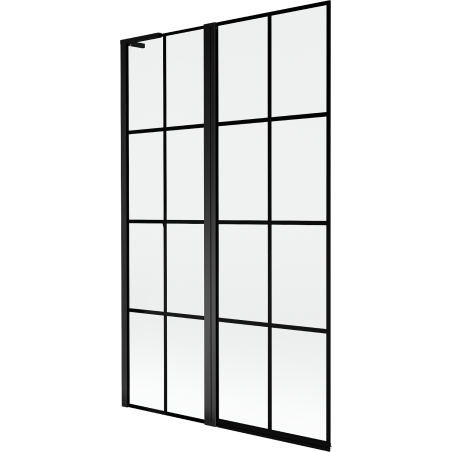 Mexen Mist L Badewannenabtrennung 2-teilig links 110 x 150 cm, schwarzes Gitter, schwarz - 8A9L-110-011-70-77-L