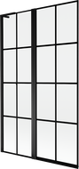 Mexen Mist L Badewannenabtrennung 2-teilig links 110 x 150 cm, schwarzes Gitter, schwarz - 8A9L-110-011-70-77-L