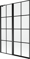 Mexen Mist L Badewannenabtrennung 2-flügelig links 120 x 150 cm, schwarzes Gitter, schwarz - 8A9L-120-011-70-77-L