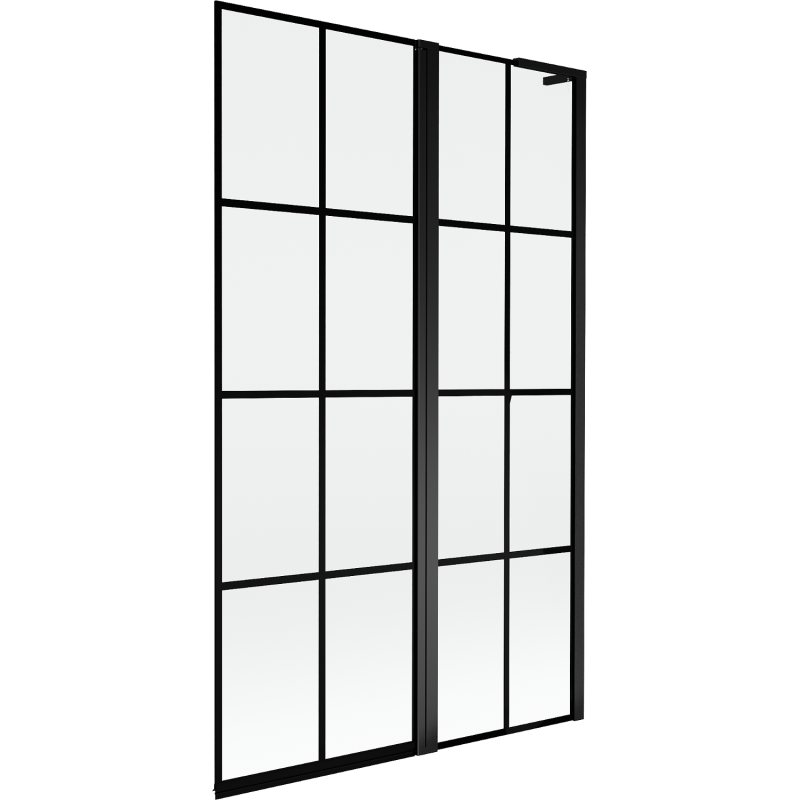 Mexen Mist L Badewannenfaltwand 2-flügelig rechts 110 x 150 cm, schwarz kariert, schwarz - 8A9L-110-011-70-77-P