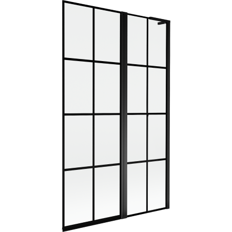 Mexen Mist L Badewannenfaltwand 2-flügelig rechts 110 x 150 cm, schwarz kariert, schwarz - 8A9L-110-011-70-77-P