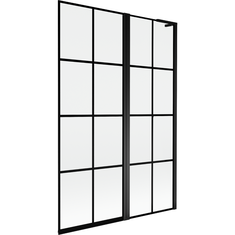 Mexen Mist L Badewannenwand 2-flügelig recht 120 x 150 cm, schwarzes Gitter, schwarz - 8A9L-120-011-70-77-P