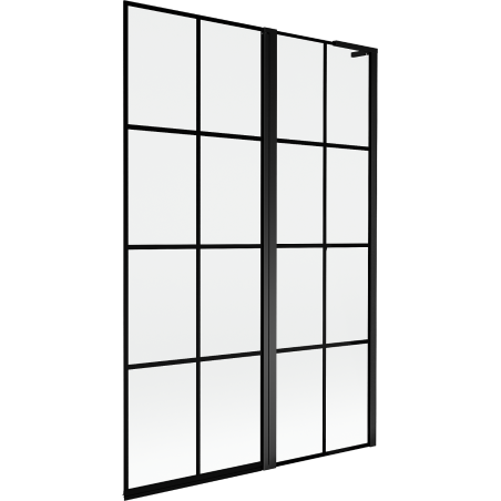 Mexen Mist L Badewannenwand 2-flügelig recht 120 x 150 cm, schwarzes Gitter, schwarz - 8A9L-120-011-70-77-P