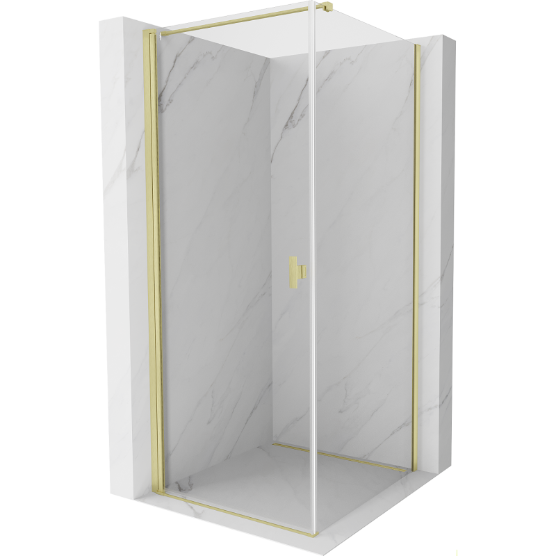 Mexen Mist-B Duschkabine schwenkbar 85 x 85 cm, transparent, gebürstet gold - 8A2T-085-085-55-00