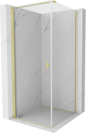 Mexen Mist-B Duschkabine schwenkbar 85 x 85 cm, transparent, gebürstet gold - 8A2T-085-085-55-00