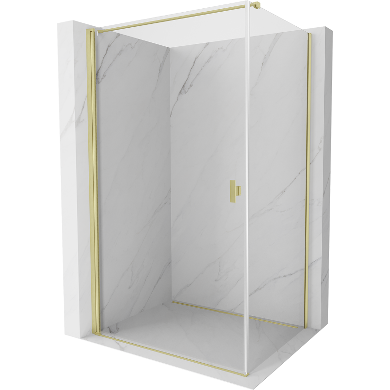 Mexen Mist-B  Duschkabine mit Drehöffnung 80 x 100 cm, transparent, gebürstetes Gold - 8A2T-080-100-55-00