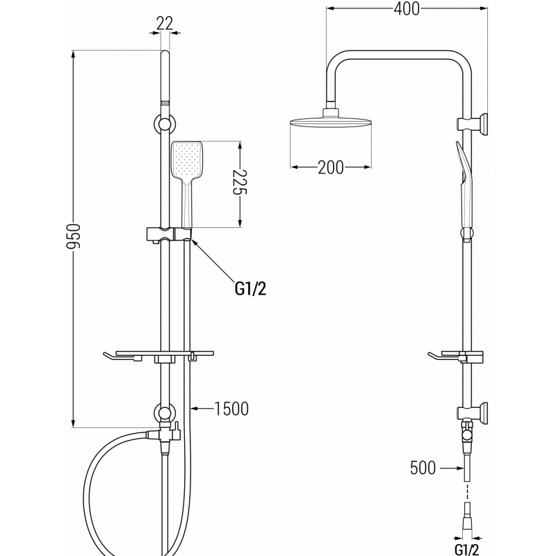 Mexen T62 Duschsäule, weiß - 798626293-20