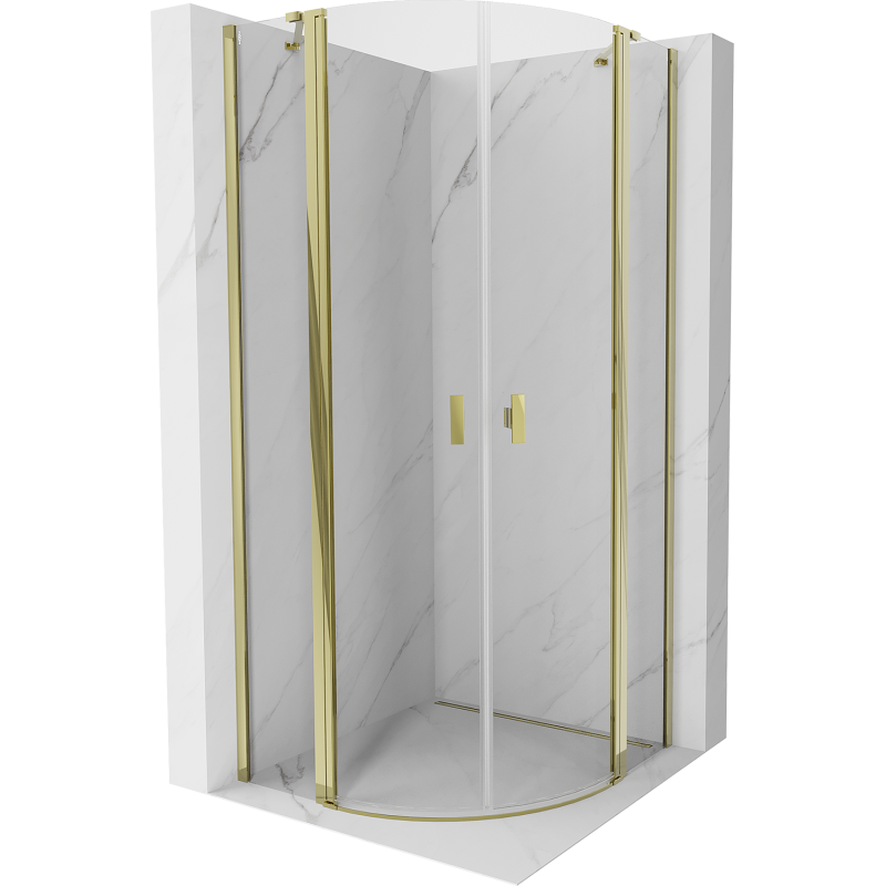 Mexen Mist Duschkabine halbrund schwenkbar 90 x 90 cm, transparent, gold - 8A32-090-090-50-00