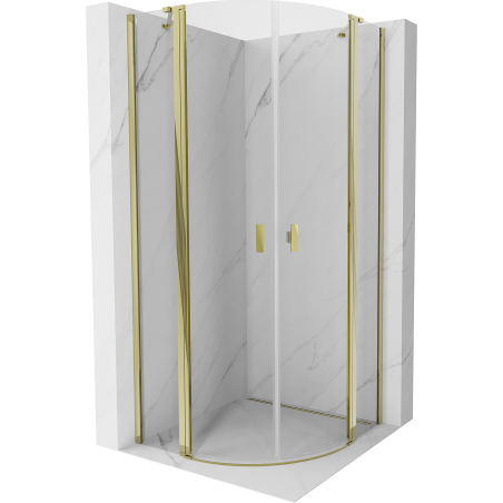 Mexen Mist Duschkabine halbrund schwenkbar 90 x 90 cm, transparent, gold - 8A32-090-090-50-00
