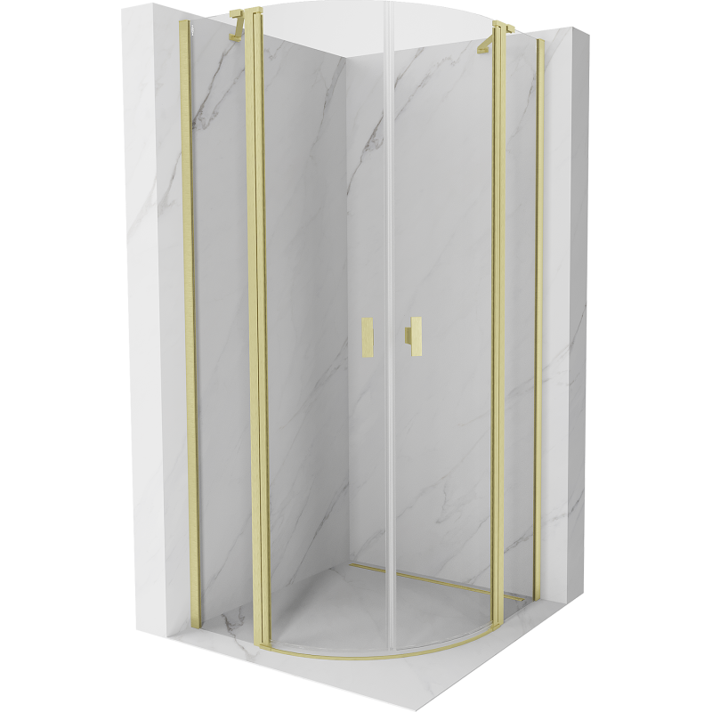 Mexen Mist halbrunde Duschkabine 90 x 90 cm, transparent, gebürstetes Gold - 8A32-090-090-55-00