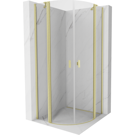 Mexen Mist halbrunde Duschkabine 90 x 90 cm, transparent, gebürstetes Gold - 8A32-090-090-55-00