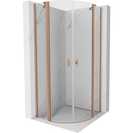 Mexen Mist Rundduschkabine mit Pendeltür 90 x 90 cm, transparent, gebürstetes Kupfer - 8A32-090-090-65-00
