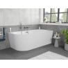 Mexen Silo freistehende Eckbadewanne rechts geriffelt 170 x 80 cm, weiß, Überlauf Gun Metal - 52891708000P-95