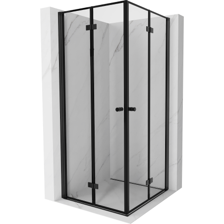 Mexen Mist-F Duo faltbare Duschkabine 70 x 70 cm, schwarzer Rahmen, schwarz - 8A6-070L-070P-70-70