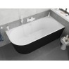 Mexen Silo freistehende Eckbadewanne rechts geriffelt 170 x 80 cm, weiß/schwarz, weißer Überlauf - 52891708075P-20