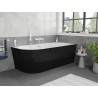 Mexen Silo freistehende Eckbadewanne rechts geriffelt 170 x 80 cm, weiß/schwarz, weißer Überlauf - 52891708075P-20