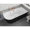 Mexen Silo freistehende Eckbadewanne rechts geriffelt 170 x 80 cm, weiß/schwarz, Überlauf Roségold - 52891708075P-60