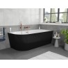 Mexen Silo Freistehende Eckbadewanne rechts gerillt 170 x 80 cm, weiß/schwarz, Überlauf gebürstetes Kupfer - 52891708075P-65