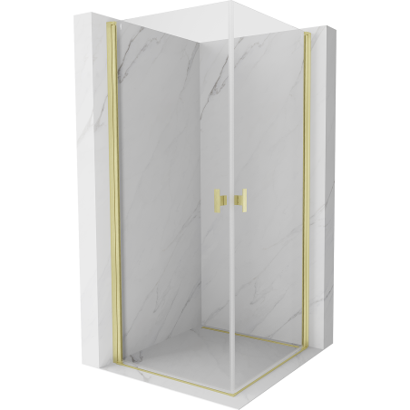 Mexen Mist-B Duo Duschkabine Pendeltür 75 x 75 cm, transparent, gebürstetes Gold - 8A2-075-075-55-00