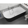 Mexen Silo freistehende Eckbadewanne rechts geriffelt 170 x 80 cm, weiß/schwarz, Überlauf gun gray gebürstet