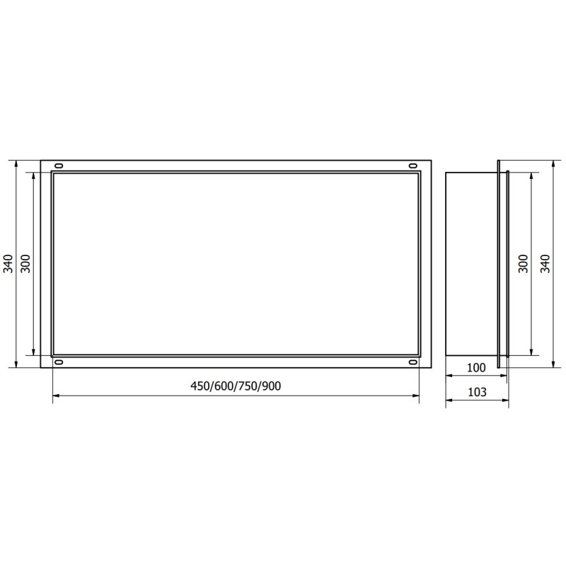 Mexen X-Wall-NR Nischenregal ohne Blende 75 x 30 cm, schwarz - 1971753010