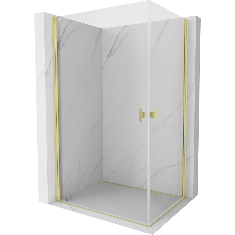 Mexen Mist-B Duo Schwingdusche 95 x 75 cm, transparent, gebürstetes Gold - 8A2-095-075-55-00