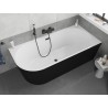Mexen Silo freistehende Eckbadewanne rechts geriffelt 170 x 80 cm, weiß/schwarz, Überlauf schwarz - 52891708075P-70