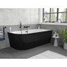 Mexen Silo freistehende Eckbadewanne rechts geriffelt 170 x 80 cm, weiß/schwarz, Überlauf schwarz - 52891708075P-70
