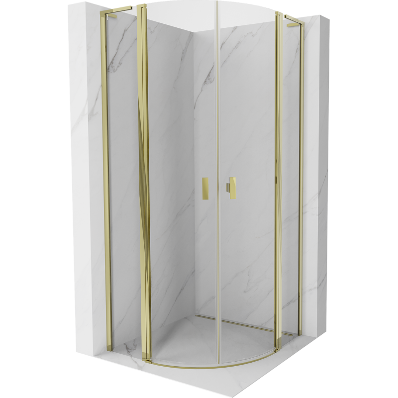 Mexen Mist L halbrunde, schwenkbare Duschkabine 100 x 100 cm, transparent, gold - 8A32L-100-100-50-00