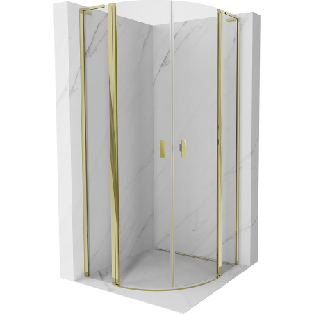 Mexen Mist L halbrunde, schwenkbare Duschkabine 100 x 100 cm, transparent, gold - 8A32L-100-100-50-00