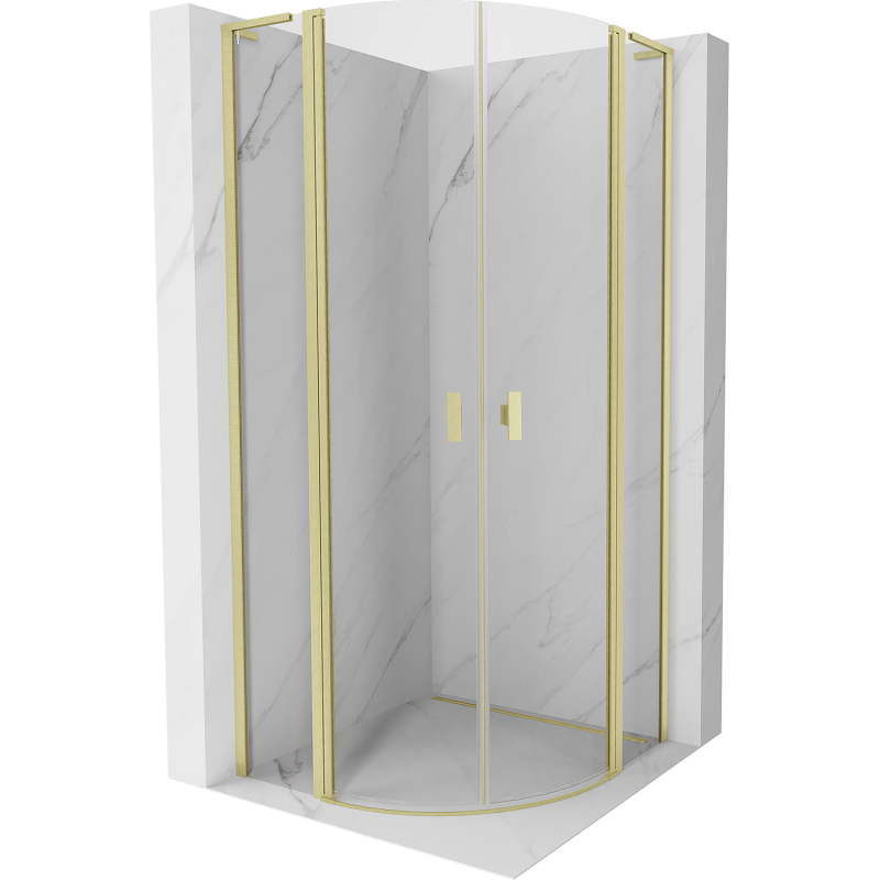Mexen Mist L halbrunde Duschkabine 80 x 80 cm, transparent, gebürstetes Gold - 8A32L-080-080-55-00