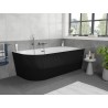 Mexen Silo freistehende Eckbadewanne rechts geriffelt 170 x 80 cm, weiß/schwarz, Überlauf Gun Metal - 52891708075P-95