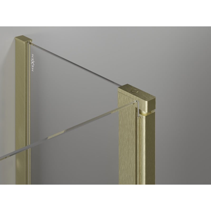 Mexen Mist L Duschkabine halbrund schwenkbar 90 x 90 cm, transparent, gold gebürstet - 8A32L-090-090-55-00