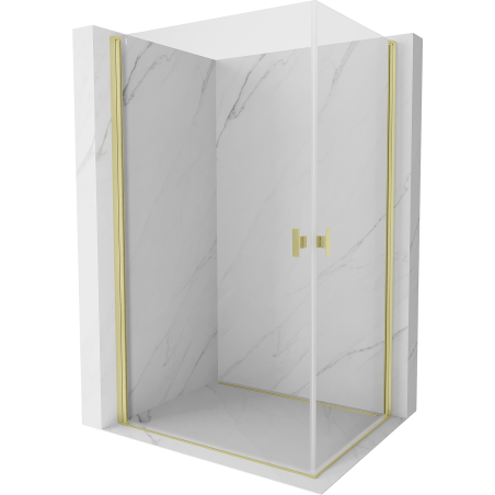 Mexen Mist-B Duo Duschkabine, schwenkbar 85 x 80 cm, transparent, gebürstetes Gold - 8A2-085-080-55-00