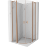 Mexen Mist L Duschkabine halbkreisförmig schwenkbar 80 x 80 cm, transparent, gebürstetes Kupfer - 8A32L-080-080-65-00