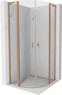 Mexen Mist L Duschkabine halbkreisförmig schwenkbar 80 x 80 cm, transparent, gebürstetes Kupfer - 8A32L-080-080-65-00