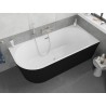 Mexen Silo freistehende Eckbadewanne rechts geriffelt 170 x 80 cm, weiß/schwarz, Überlauf gebürsteter Nickel