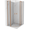 Mexen Mist L Duschkabine halbrund schwenkbar 90 x 90 cm, transparent, gebürstetes Kupfer - 8A32L-090-090-65-00