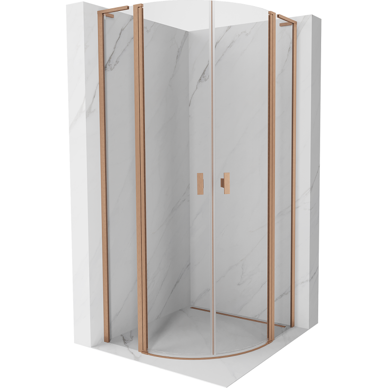 Mexen Mist L Duschkabine halbrund schwenkbar 100 x 100 cm, transparent, gebürstetes Kupfer - 8A32L-100-100-65-00