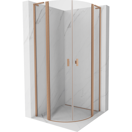 Mexen Mist L Duschkabine halbrund schwenkbar 100 x 100 cm, transparent, gebürstetes Kupfer - 8A32L-100-100-65-00