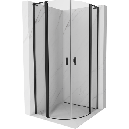 Mexen Mist L Halbkreis-Duschkabine schwenkbar 80 x 80 cm, transparent, schwarz - 8A32L-080-080-70-00