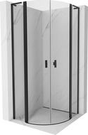 Mexen Mist L Halbkreis-Duschkabine schwenkbar 80 x 80 cm, transparent, schwarz - 8A32L-080-080-70-00